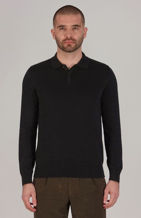 Cotton Long Sleeve Knitted Polo Shirt