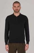 Paul James Cotton Long Sleeve Knitted Polo Shirt