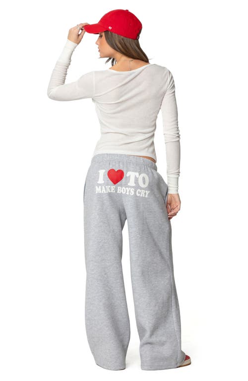 Edikted Boys Cry Wide Leg Sweatpants In Gray-melange