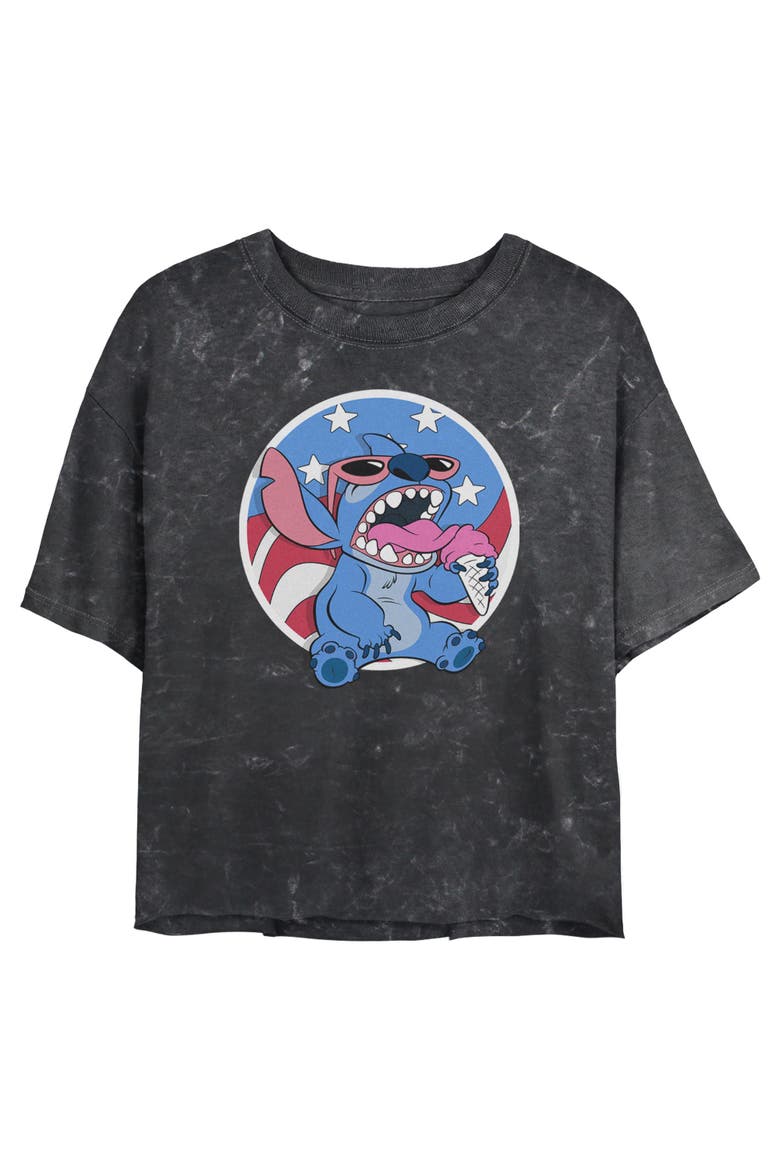 Junior's Lilo & Stitch Wild and Free Pose  Graphic T-Shirt, Main, color, Black: Ice Cream