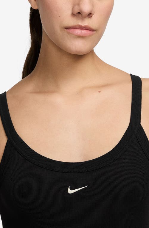 Shop Nike Sportswear Chill Knit Tight Rib Midi Dress In Black/sail