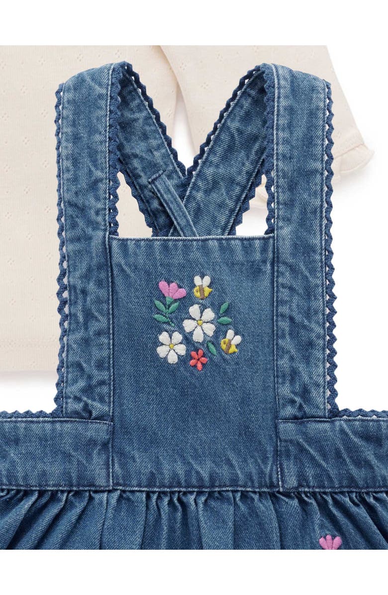 Purebaby Embroidered Pinnie Set, Alternate, color, Mid Denim