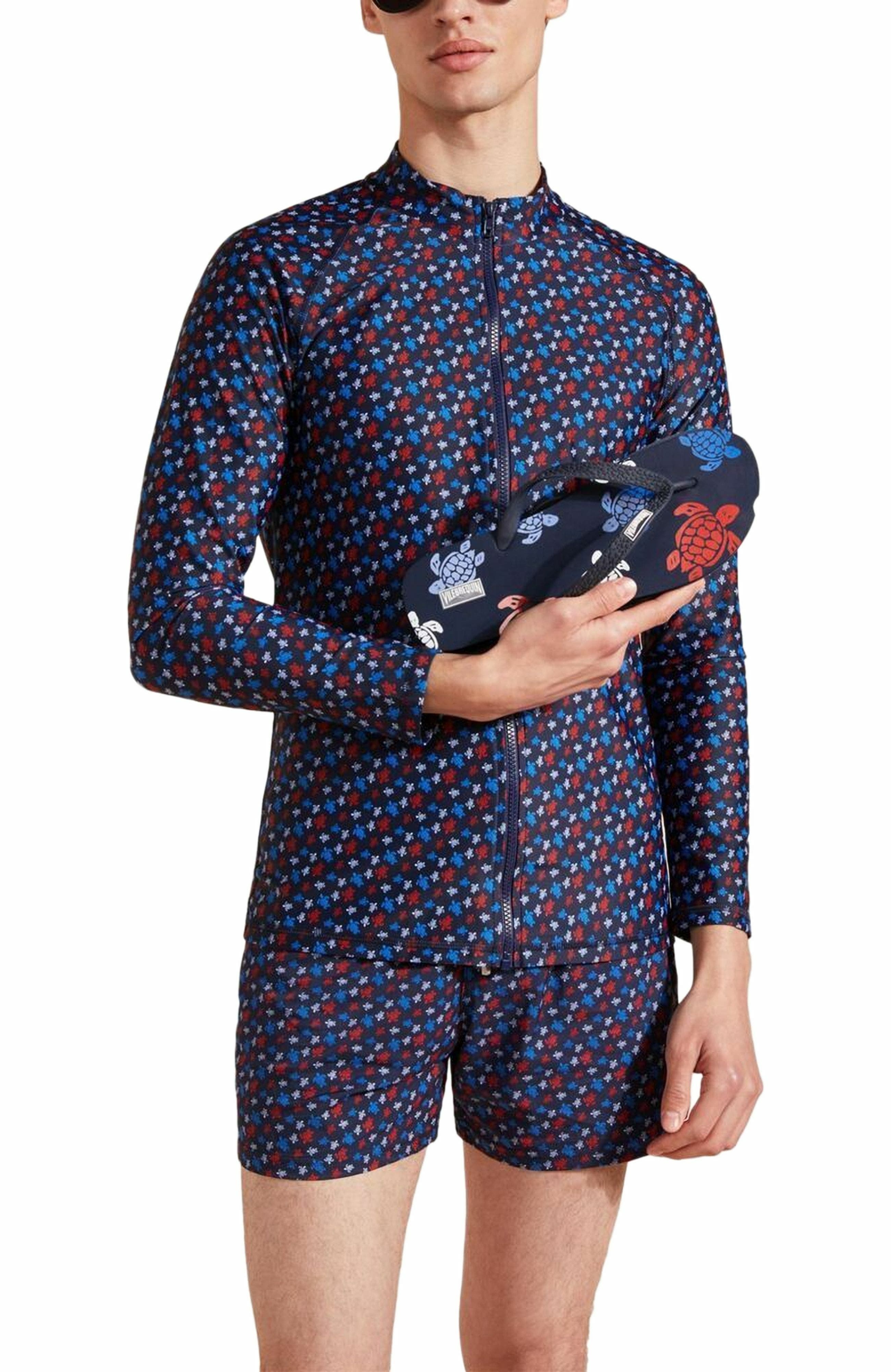 Vilebrequin Men's Tortues Multicolores Flip Flops, Alternate, color, Bleu Marine