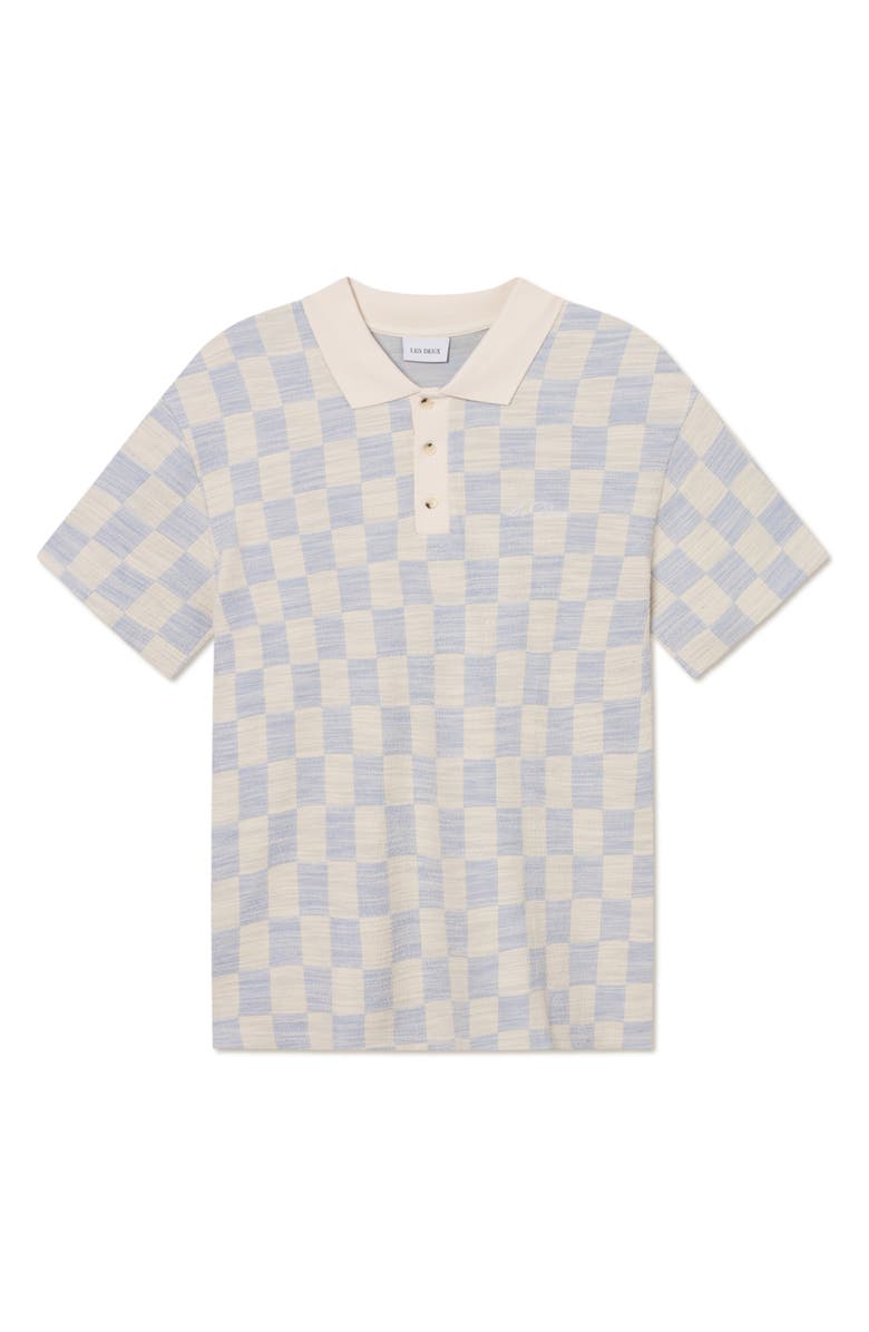 Les Deux Branson Check Jacquard Jersey Polo, Alternate, color, Ivory