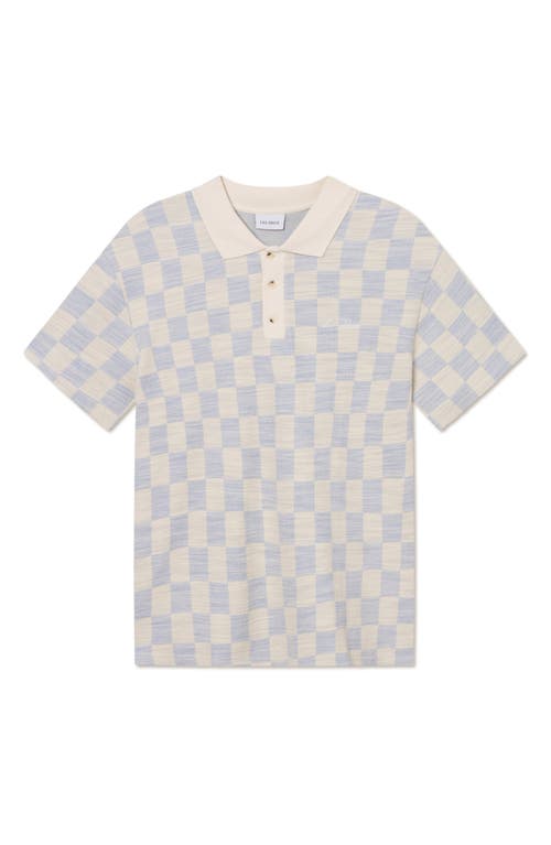 Les Deux Branson Check Jacquard Jersey Polo In White