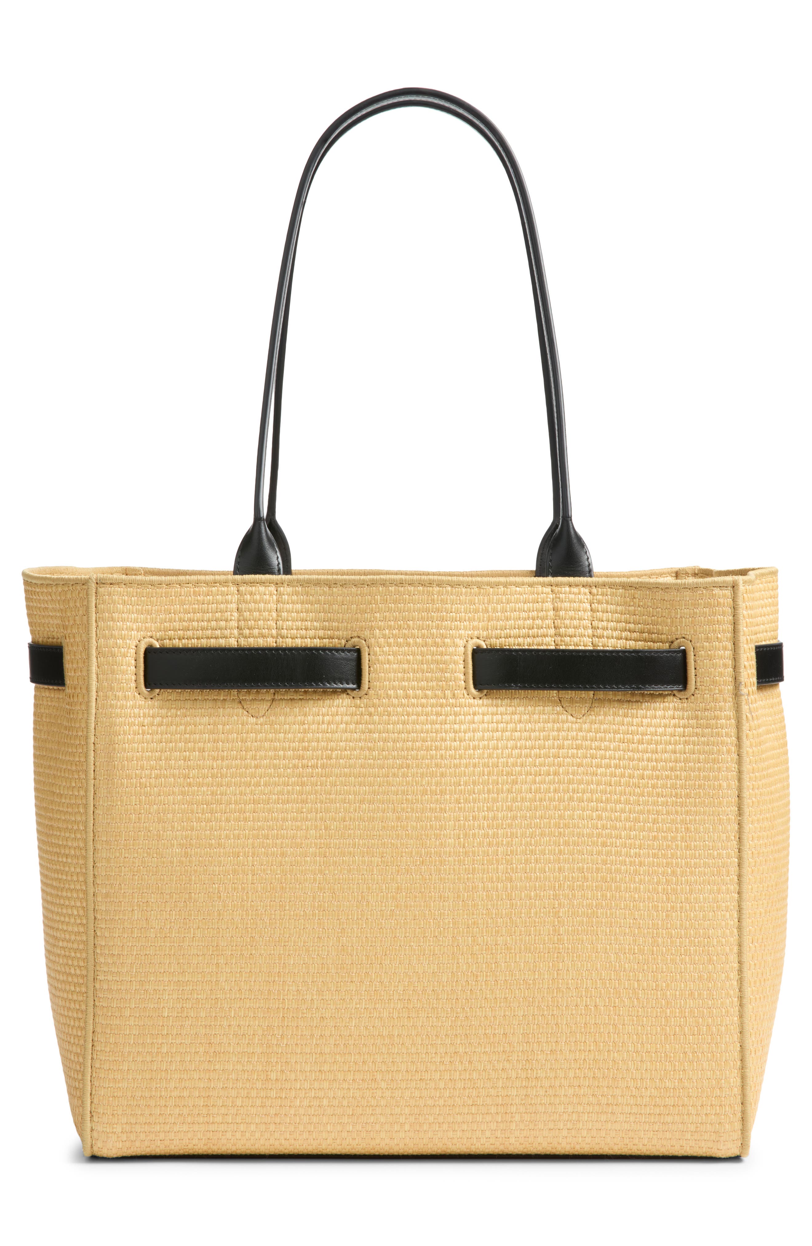 Audrey Medium Raffia & Leather Tote, Alternate, color, NATURAL/ BLACK