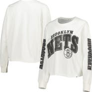 '47 Women's '47 Cream Brooklyn Nets Parkway Brush Back Long Sleeve Cropped T-Shirt