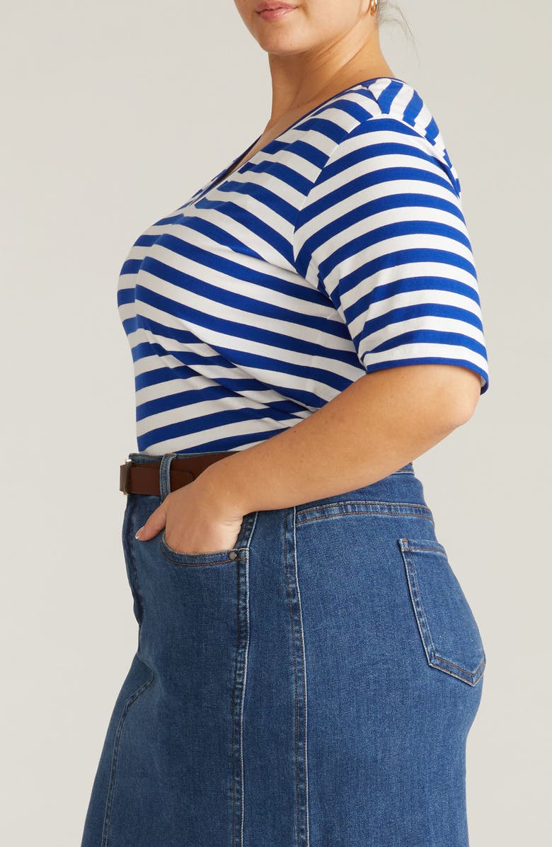 Universal Standard Stripe Cotton Jersey T-Shirt, Alternate, color, Hammersmith Blue Stripe