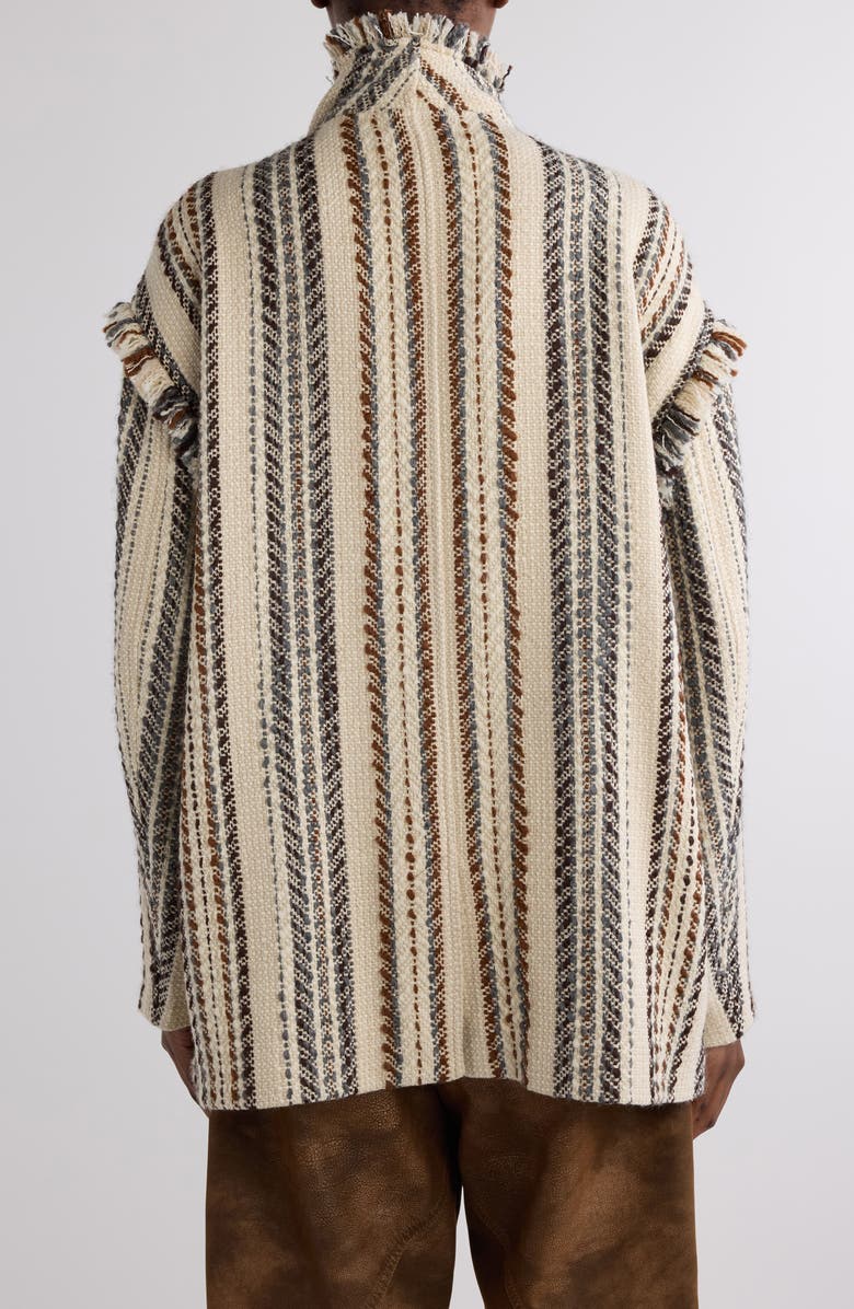 Isabel Marant Étoile Illisa Stripe Fringe Jacket, Alternate, color, Ecru