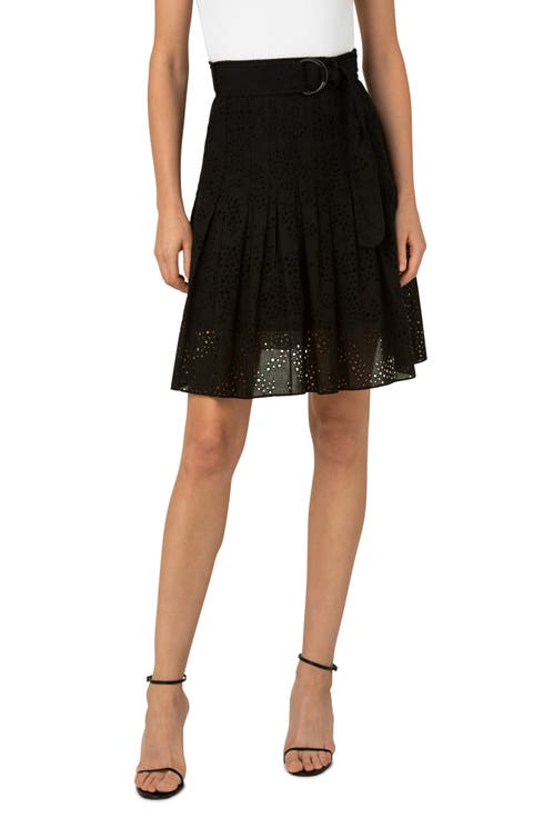 Belted Cotton Eyelet Skirt