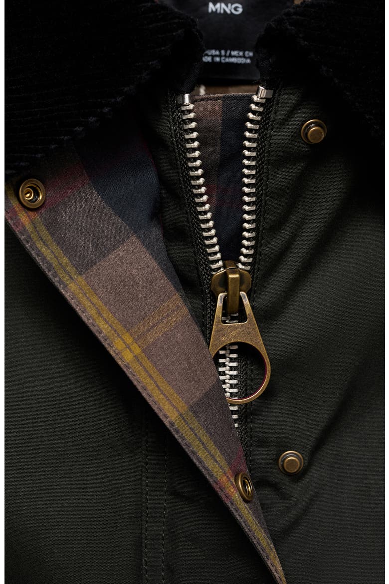 Corduroy Collar Waxed Effect Oversize Jacket, Alternate, color, KHAKI - BLACK