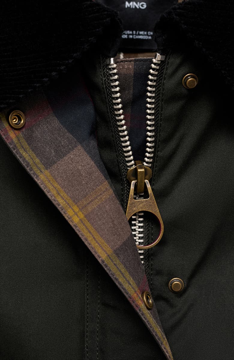 MANGO Corduroy Collar Waxed Effect Oversize Jacket, Alternate, color, 