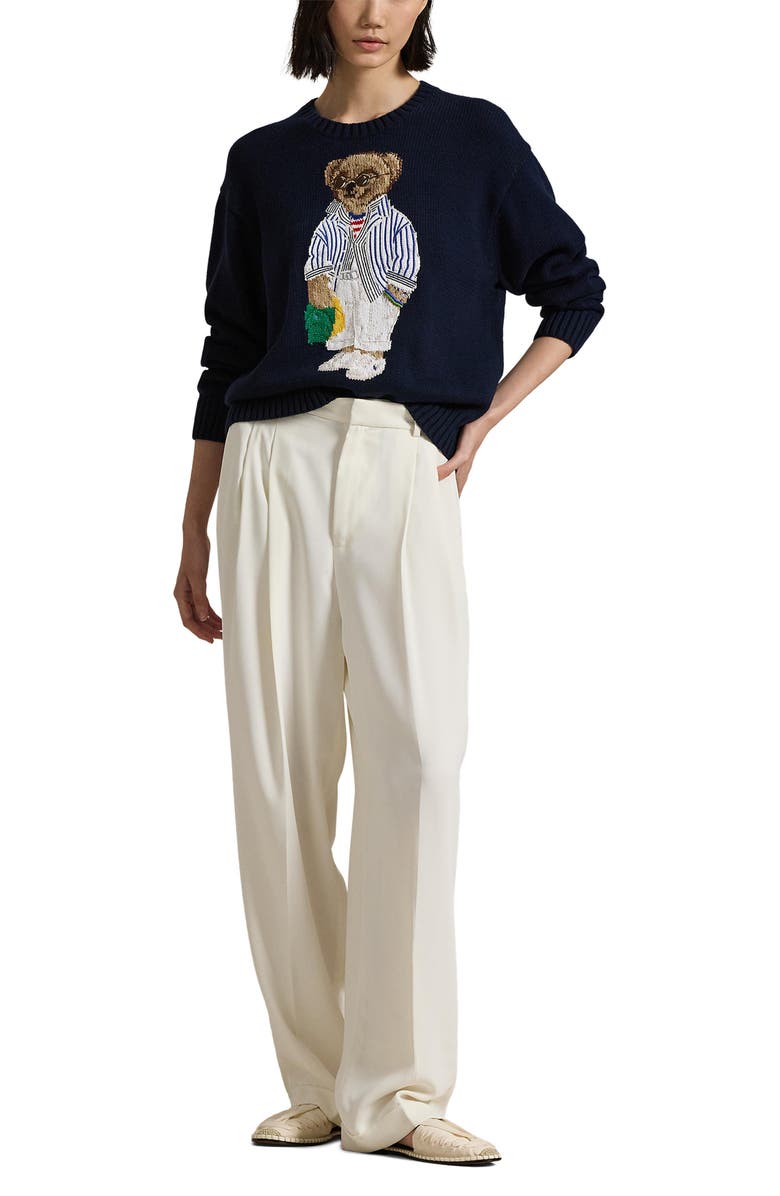 Polo Ralph Lauren Polo Bear Intarsia Cotton Crewneck Sweater, Alternate, color, 