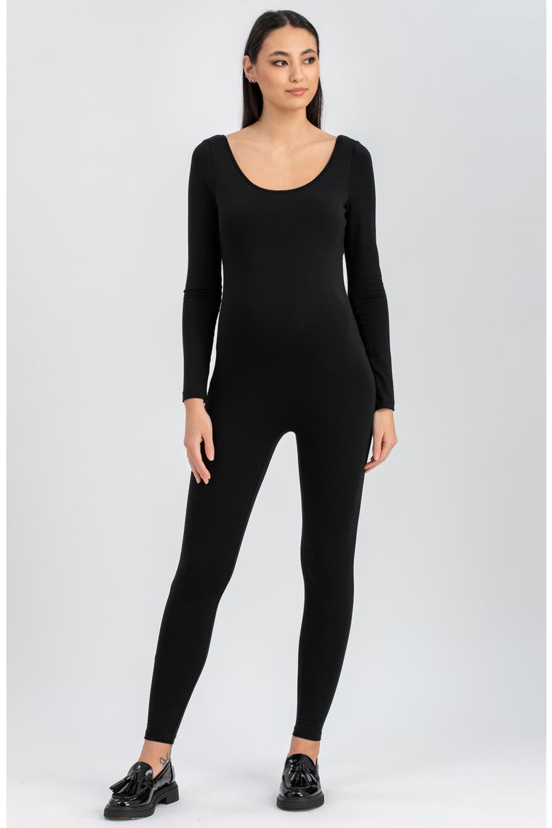 Maddy Long Sleeve Maternity Jumpsuit, Alternate, color, BLACK
