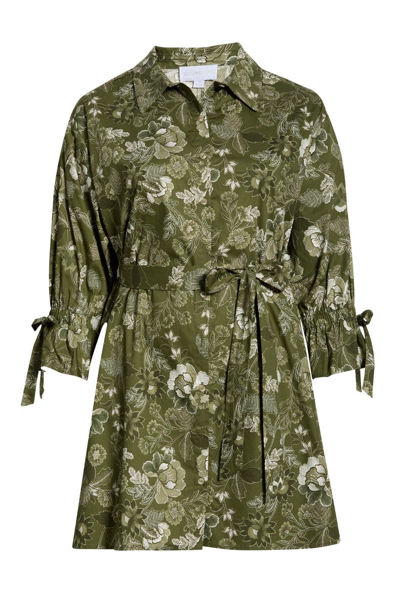 Emelia Hazelton Floral Cotton Shirtdress, Alternate, color, CREAM-OLIVE