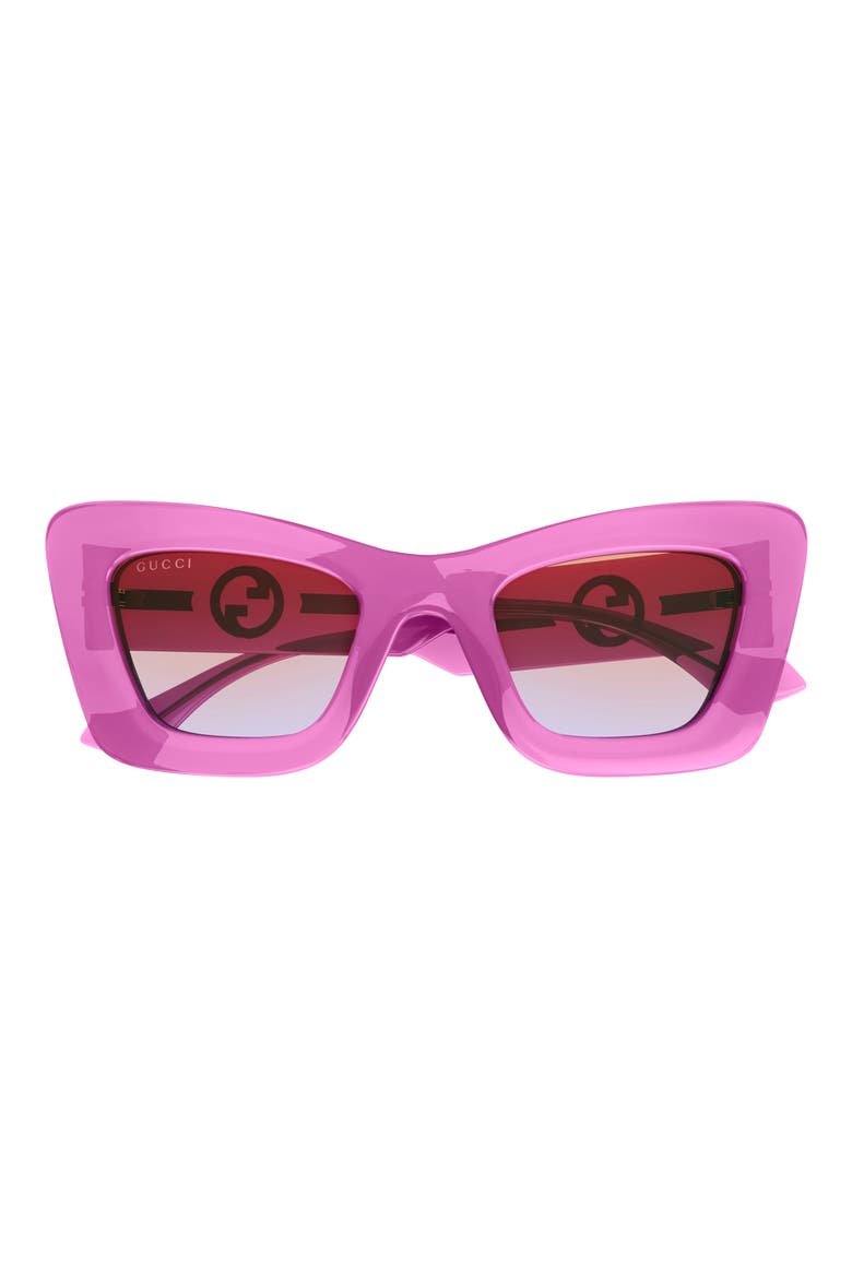 49mm Small Gradient Cat Eye Sunglasses, Main, color, RED