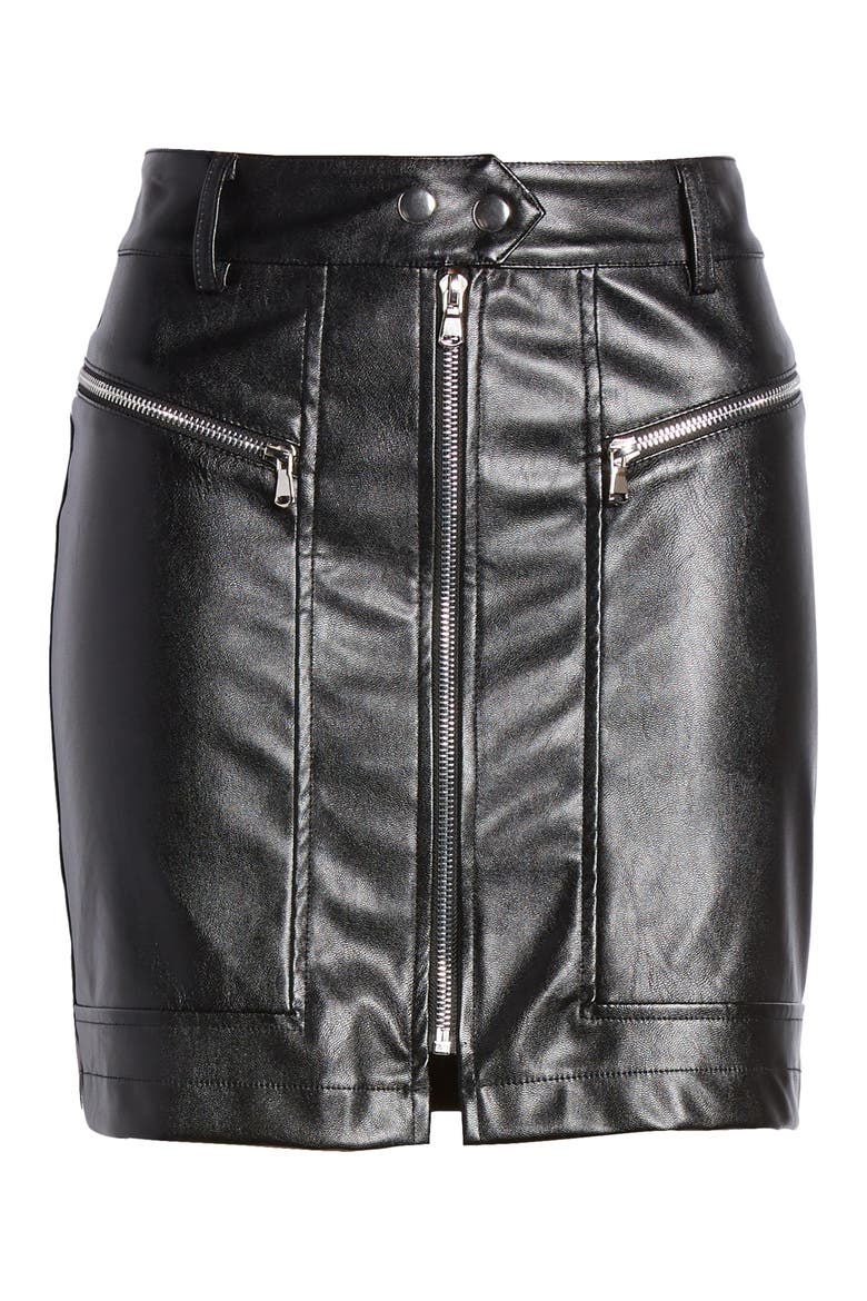 Dylan Faux Leather Miniskirt, Alternate, color, BLACK