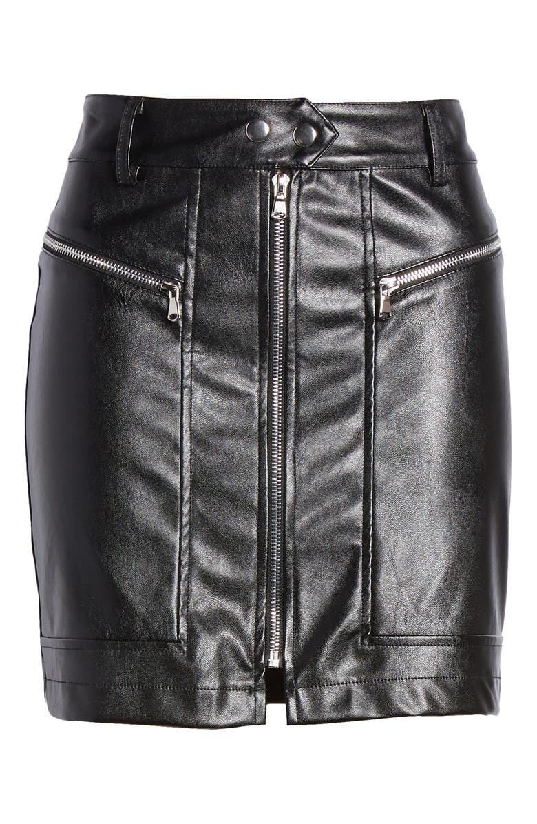 Tiger Mist Dylan Faux Leather Miniskirt, Alternate, color, Black