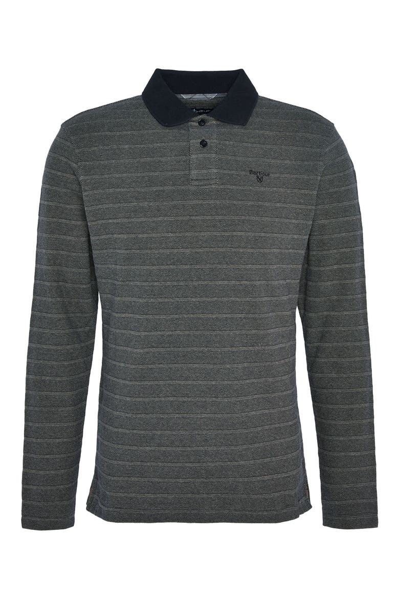 Cleveland Ribbed Long Sleeve Polo, Alternate, color, BLACK MIX