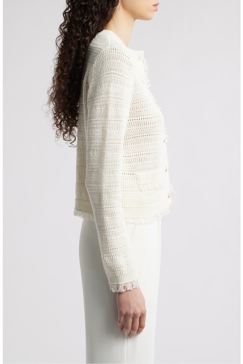 Taza Linen & Cotton Cardigan, Alternate, color, IVORY