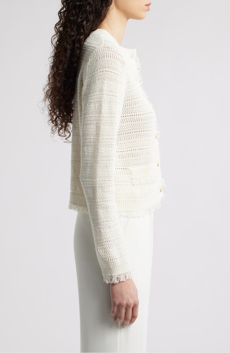 KOBI HALPERIN Taza Linen & Cotton Cardigan, Alternate, color, Ivory