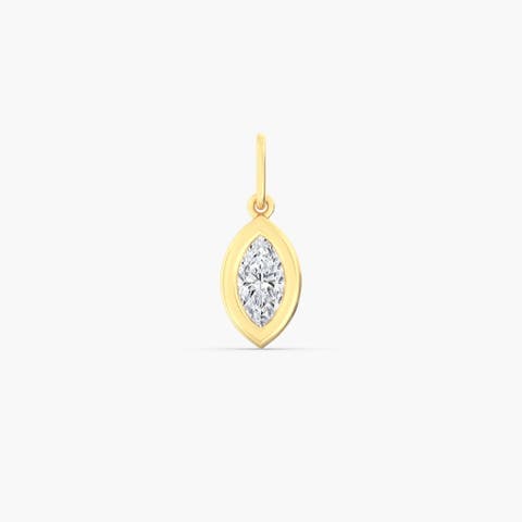 Marquise Domed Lab Diamond Charm in 14K