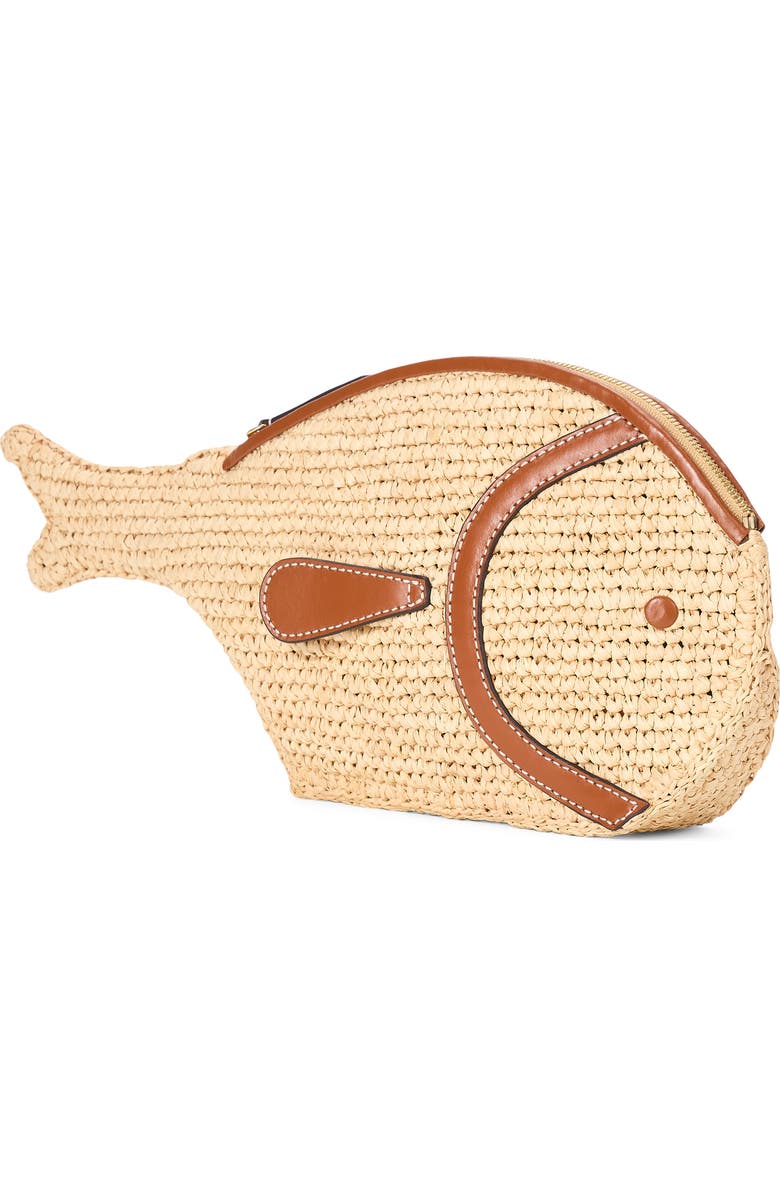 STAUD Pesce Raffia Clutch, Alternate, color, Natural/ Tan