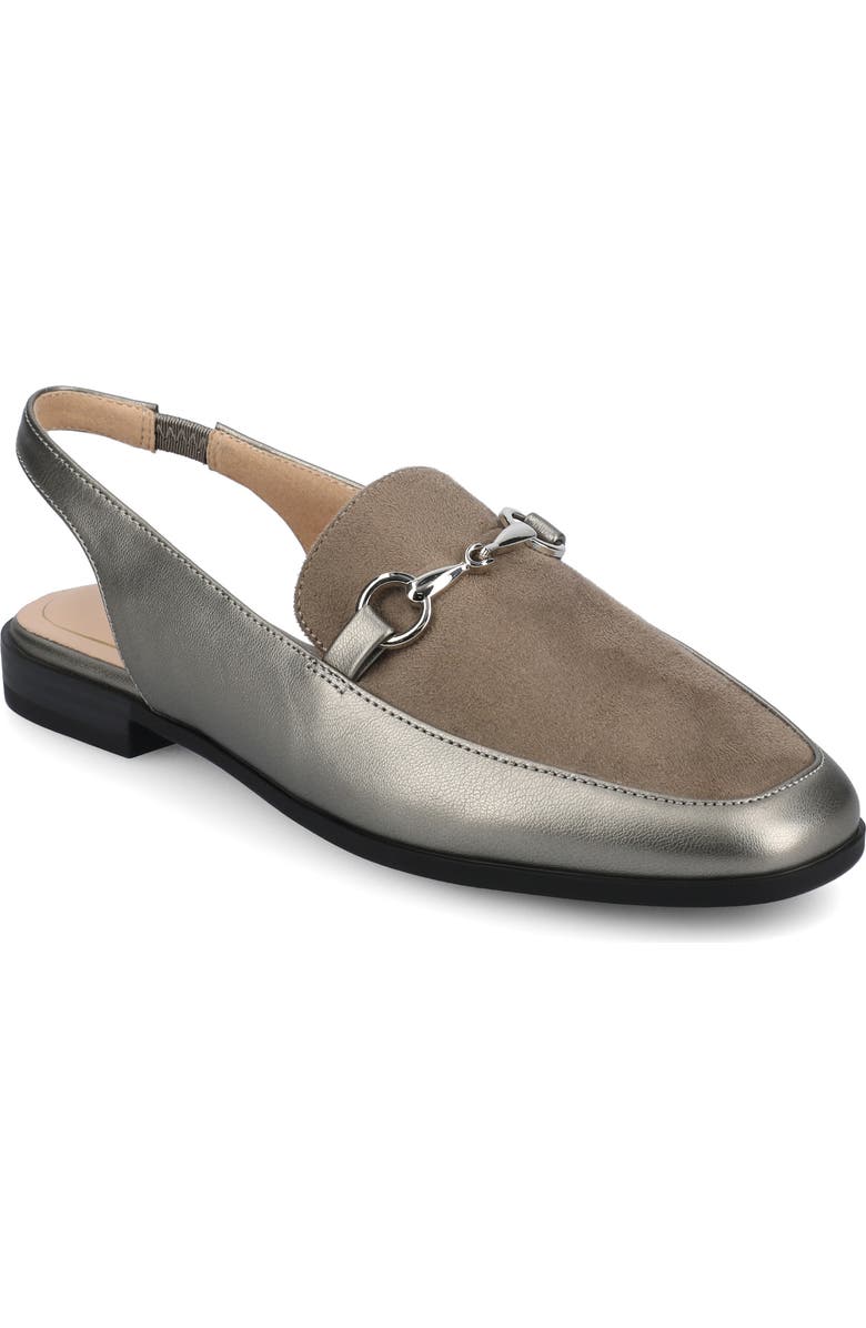 Journee Collection Lainey Slingback Flat, Main, color, Pewter