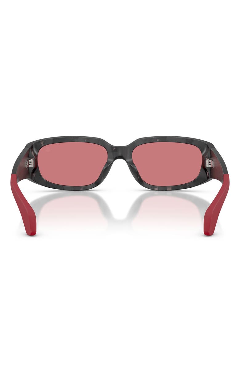 Moncler Lumin 55mm Rectangular Sunglasses, Alternate, color, Dark Regolith / Red Solid