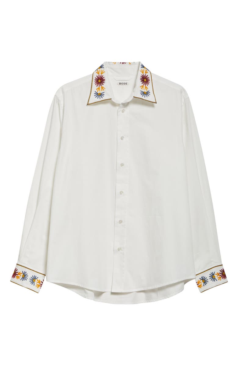 Bode Candyfloss Cotton Button-Up Shirt, Alternate, color, White Multi