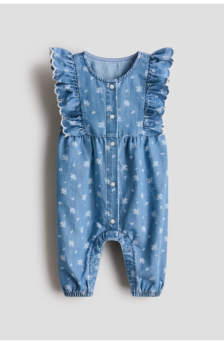 H&M Printed Denim Romper Suit, Main, color, 
