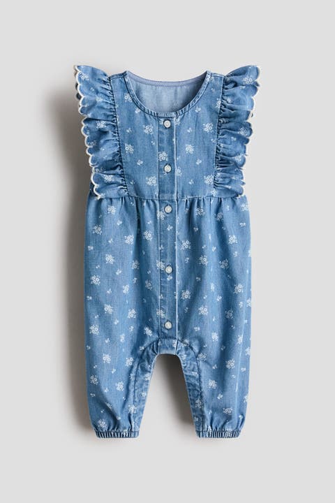 Printed Denim Romper Suit