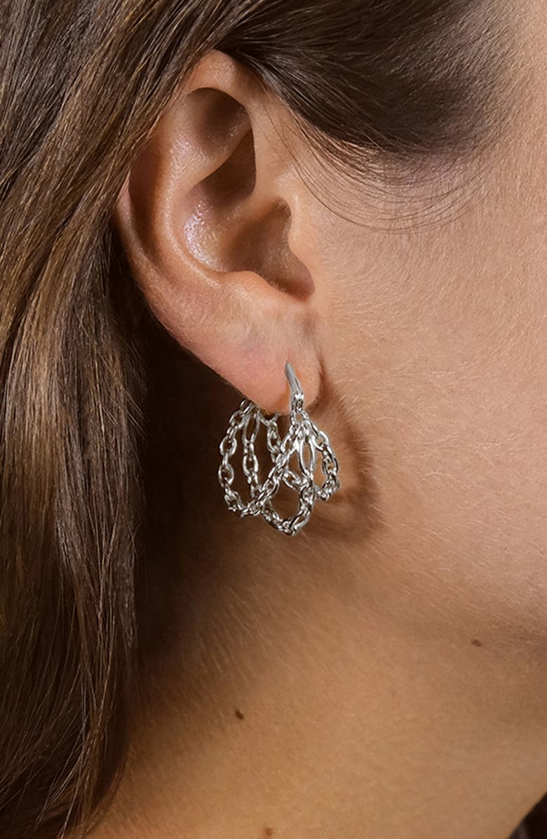 Sterling Forever Tenly Chain Link Hoop Earrings, Alternate, color, Silver