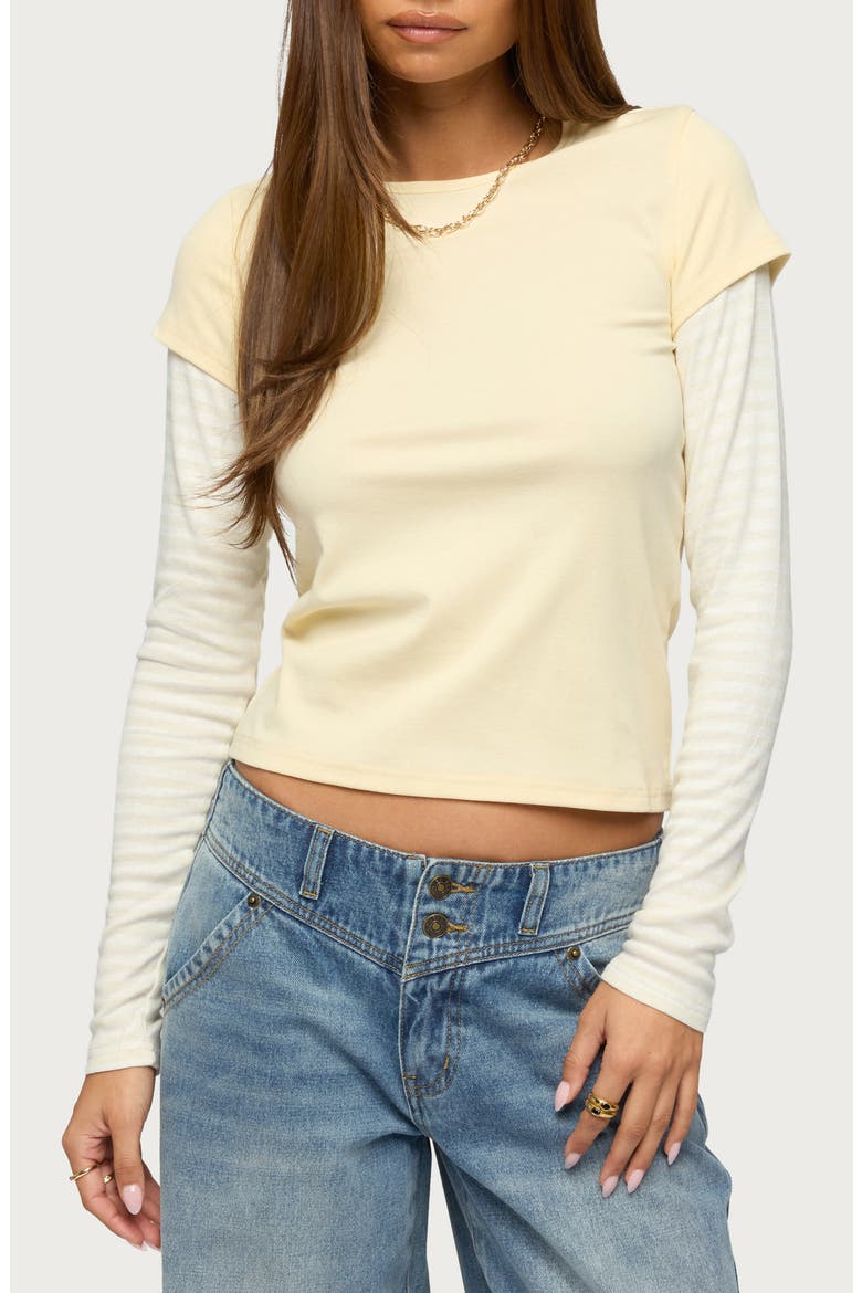 Layered Stripe Long Sleeve T-Shirt, Main, color, YELLOW