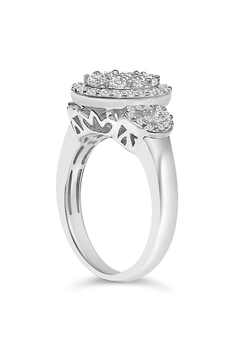 10K Gold 1.0 Cttw Diamond Halo Vintage Inspired Statement Ring, Alternate, color, White Gold