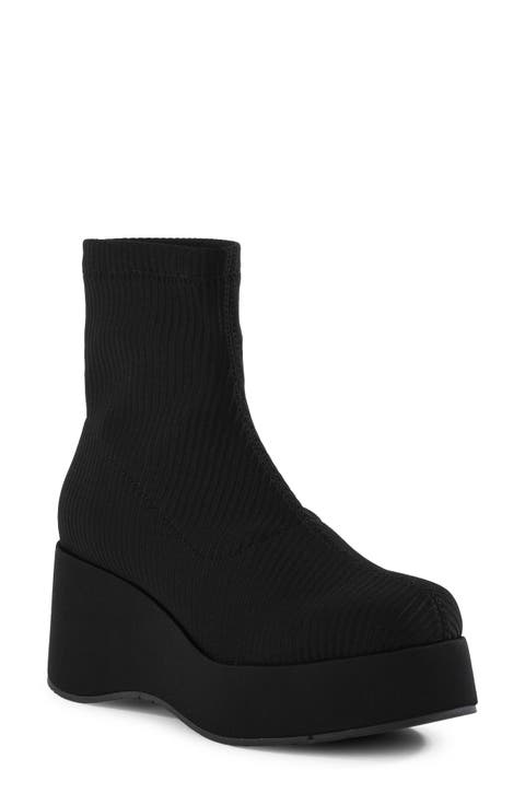 Koko Ribbed Stretch Wedge Bootie