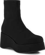 BC Footwear Koko Ribbed Stretch Wedge Bootie
