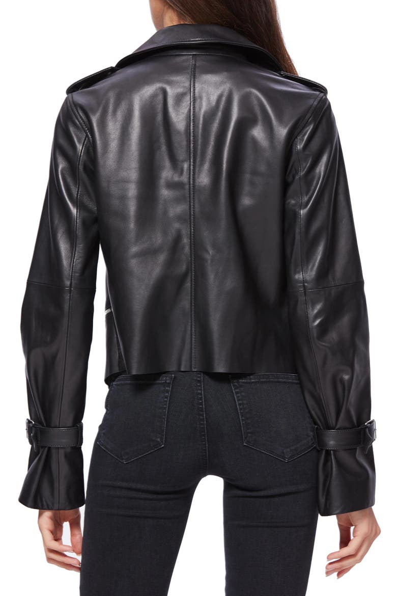 Rayven Leather Moto Jacket, Alternate, color, BLACK