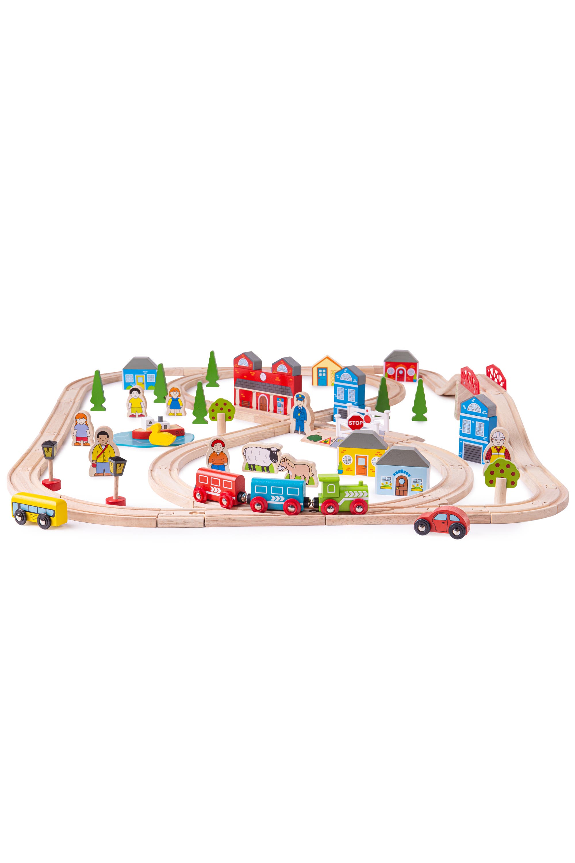 Bigjigs Rail Town and Country Train Set in Multicoloured 