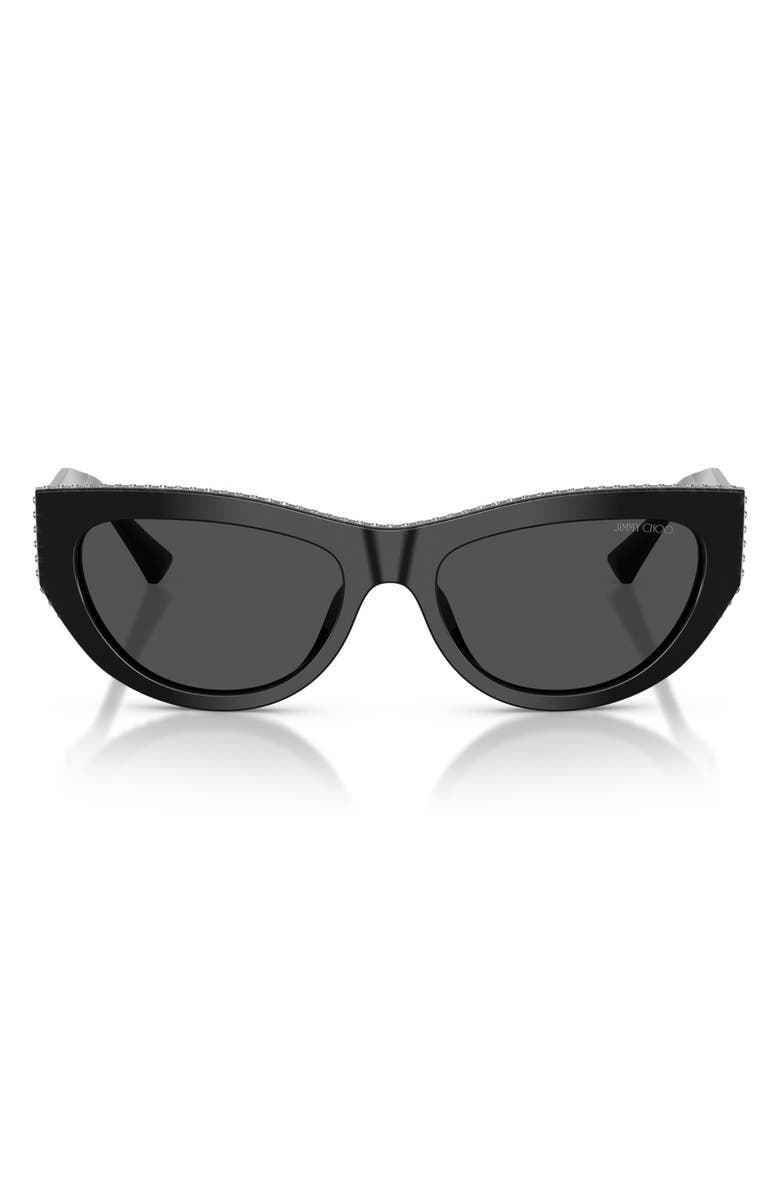 Jimmy Choo 54mm Cat Eye Sunglasses, Main, color, Black/ Dark Grey