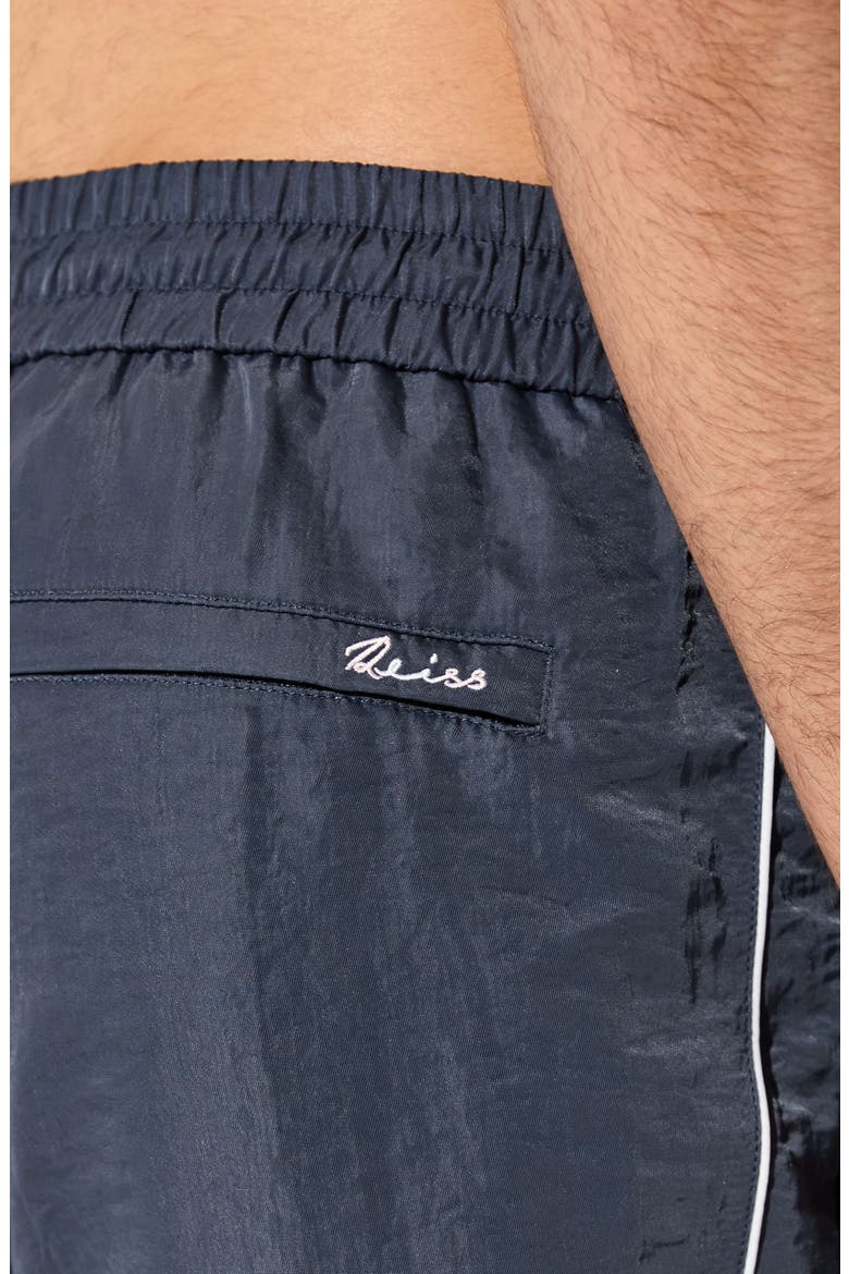 Breeze Piped Nylon Swim Trunks, Alternate, color, STEEL BLUE