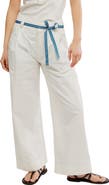 Free People Buckle Belt Cotton WIde Leg Pants