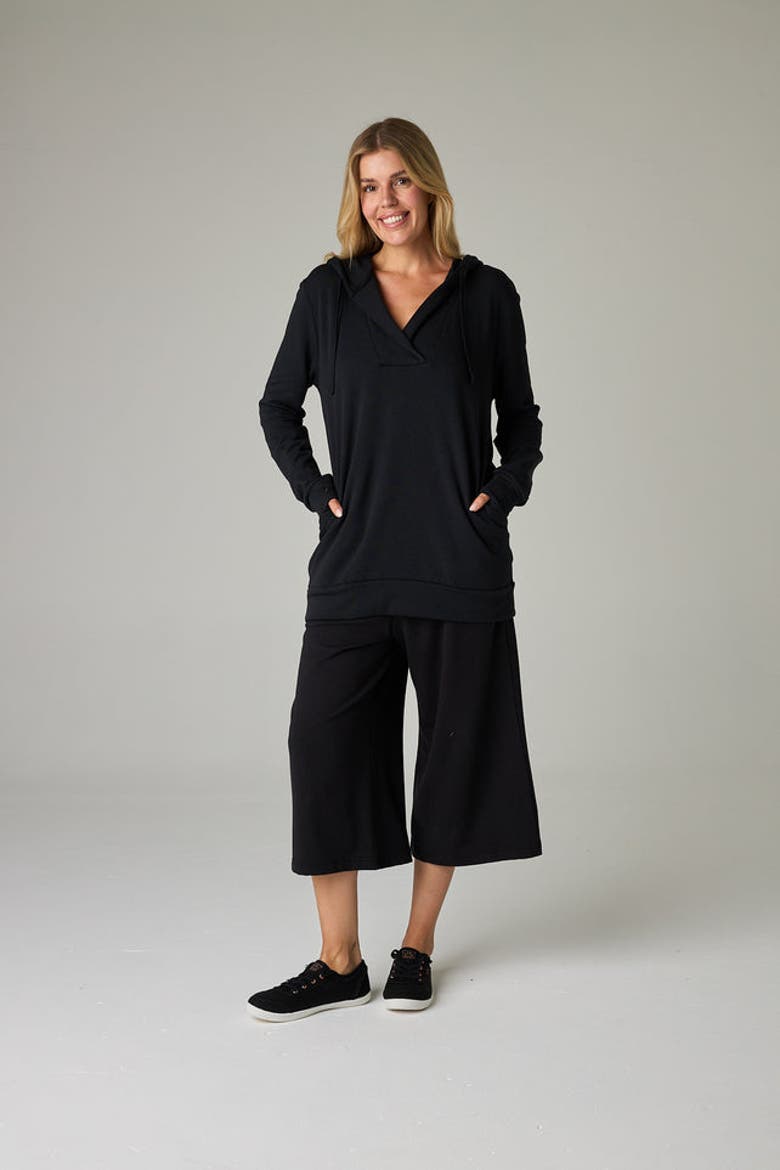 Baikal Eco-Luxe Fleece Crop Pant - Cloud-Soft Comfort, Alternate, color, Coal Black