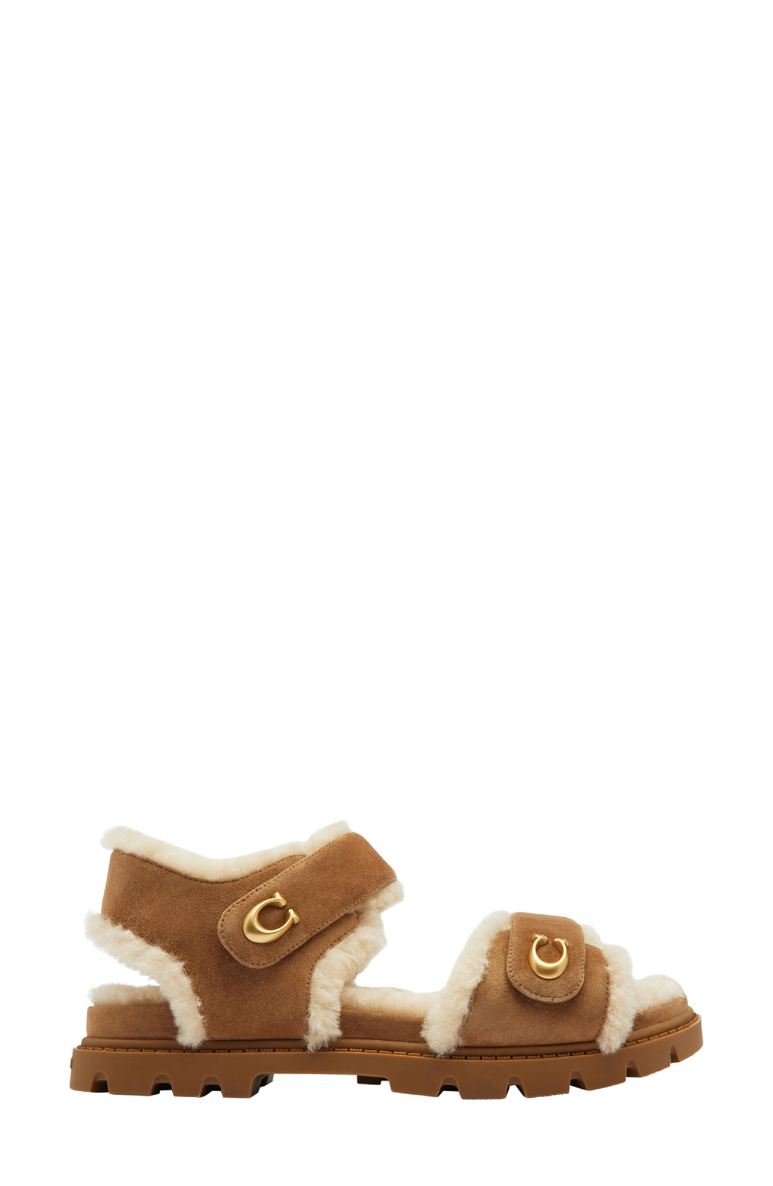 COACH Brynn Genuine Shearling Lined Sandal, Alternate, color, Coconut/ Natural