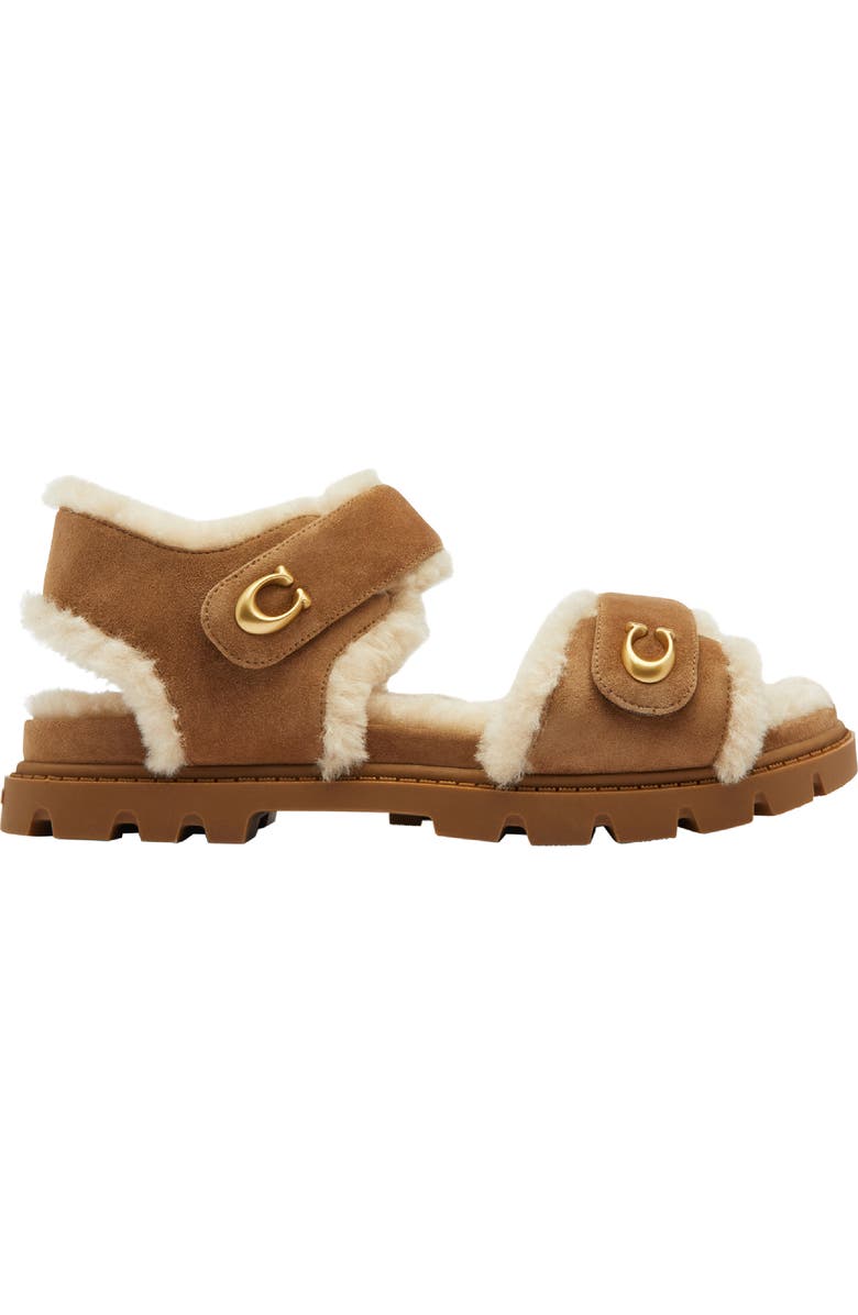 COACH Brynn Genuine Shearling Lined Sandal, Alternate, color, Coconut/ Natural