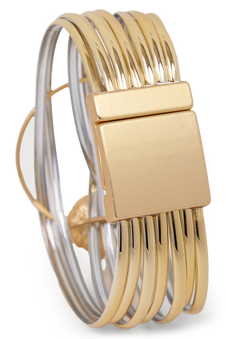 Crystal Embellished Mulitband Bracelet, Alternate, color, GOLD