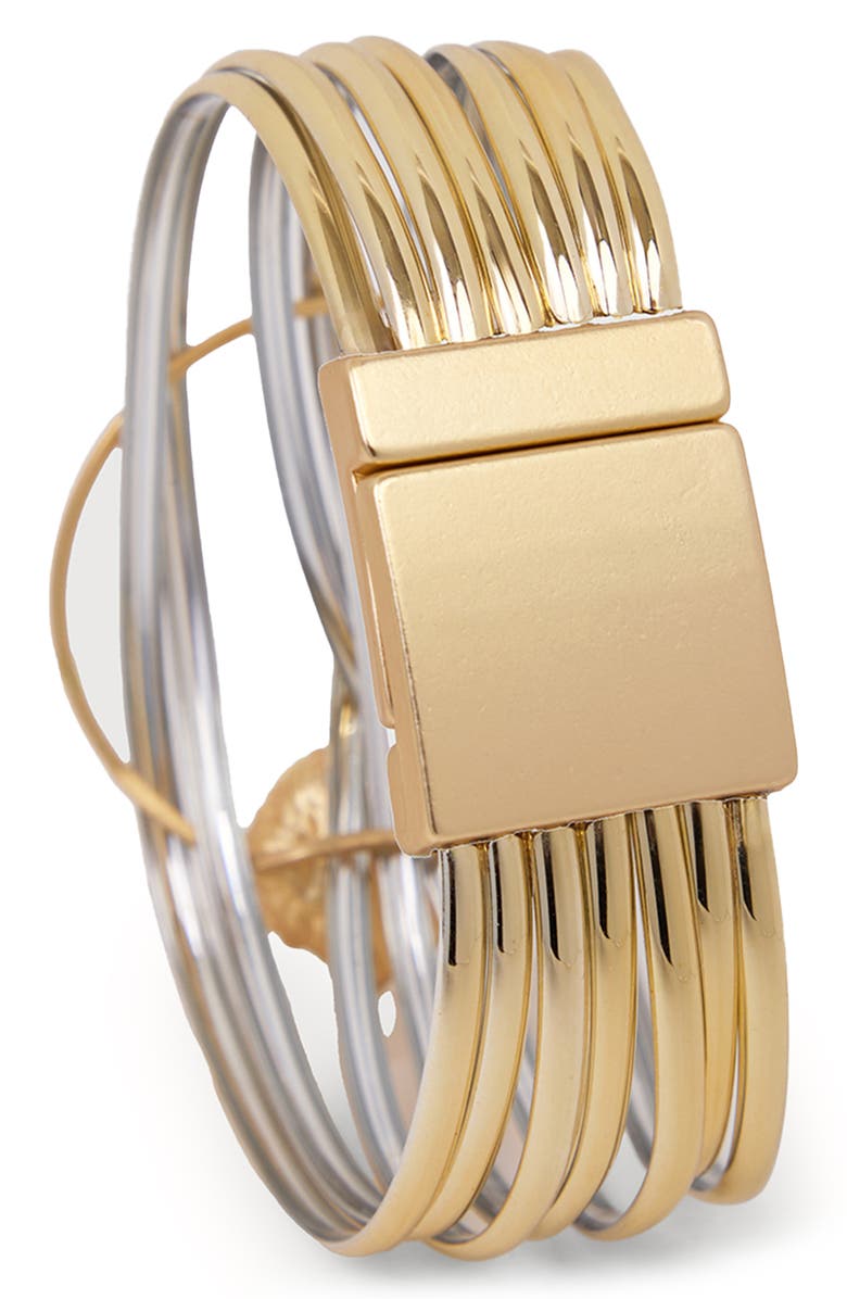 SAACHI Crystal Embellished Mulitband Bracelet, Alternate, color, Gold