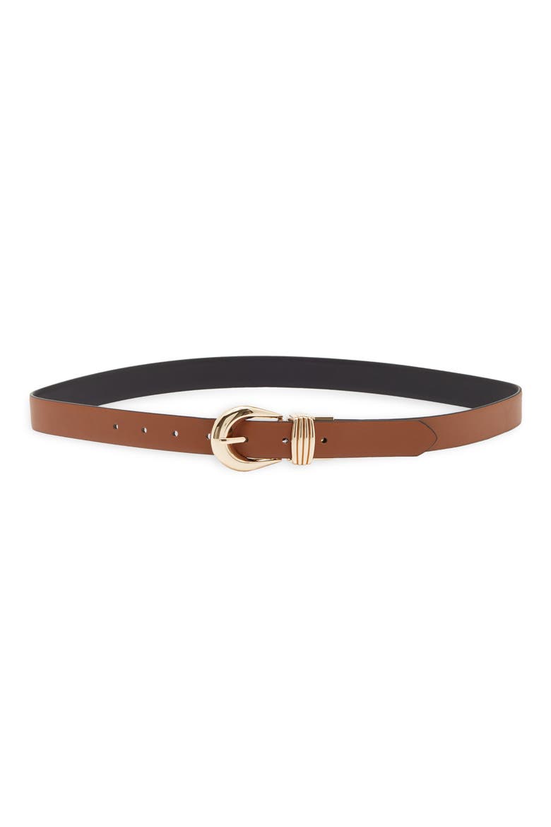 Organic Buckle Reversible Belt, Alternate, color, BLACK/ COGNAC