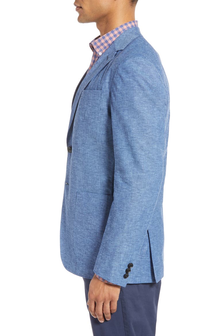 Extra Trim Fit Chambray Sport Coat, Alternate, color, BLUE DARK CHAMBRAY