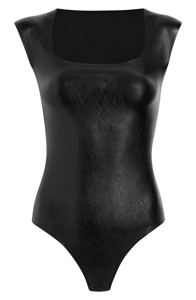 Commando Faux Leather Bodysuit, Alternate, color,